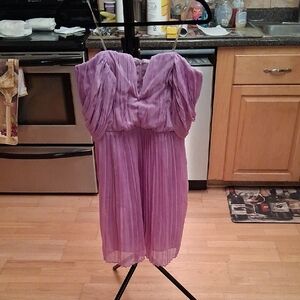 DO+BE Purple Strapless Pleated Mini Dress